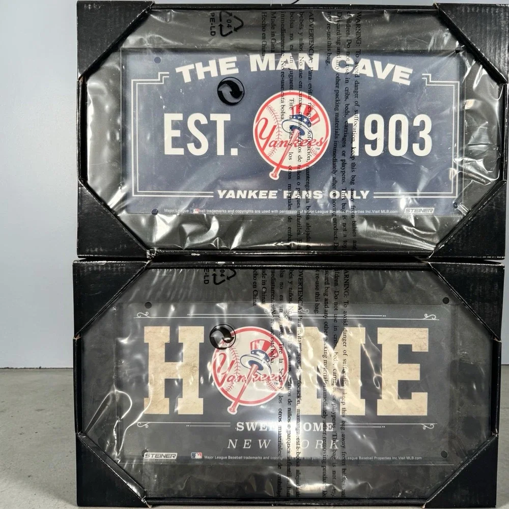 Steiner New York Yankees Wall Plaques Set 2 MLB Man Cave Home Sweet Home Sign